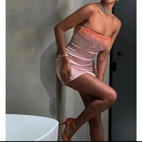 Pink Satin Spaghetti Strap Bodycon Mini Dress - Picture 5 of 10